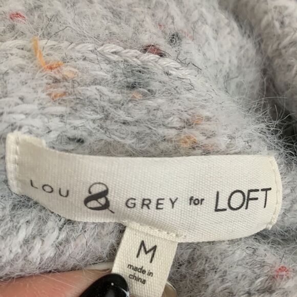 Lou & Grey for Loft Fuzzy Confetti Speckled Oversized Turtleneck Sweater Sz M - Picture 9 of 10